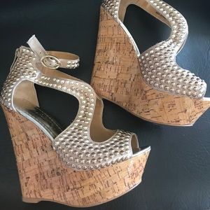 Bebe gold studded high heel , Size 6.